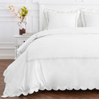 600 Thread Count Scallop Rope Embroidered Cotton Duvet Set