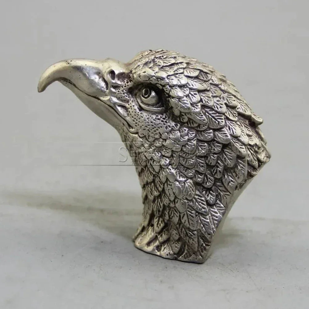 Silver eagle head eagle sculpture decorative bronze with detailed feather texture and polished beak finish