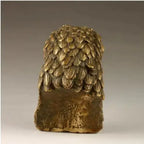 Golden eagle sculpture decorative bronze with intricately detailed layered feathered wings and textured base