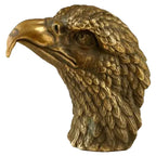 Golden brass eagle sculpture decorative bronze with detailed feather texture and sharp curved beak for home decor