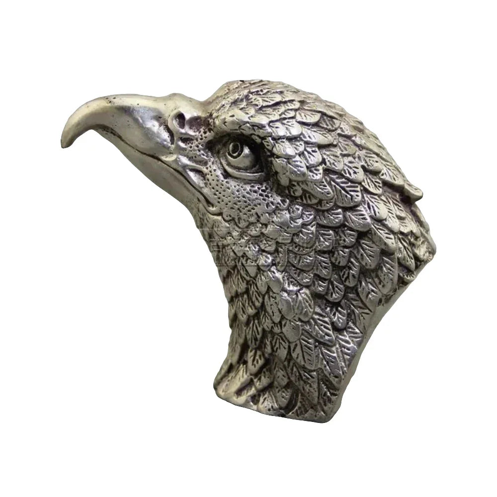 Silver eagle sculpture decorative bronze with detailed feather texture and sharp curved beak for elegant display