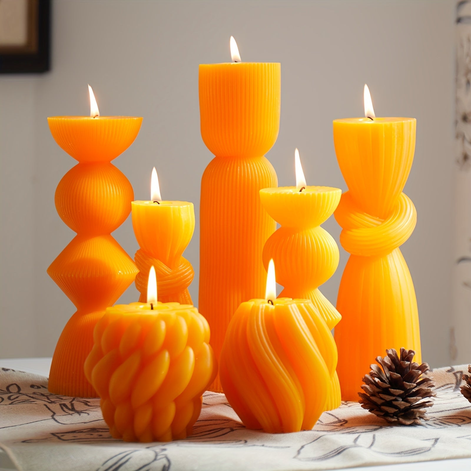 7-Pack Large Ribbed Pillar Candles - Soy Wax Handmade Home Decor Candles For Housewarming Gift, Shelf Decor, Wedding, Dining Table Centerpiece House Of Avana