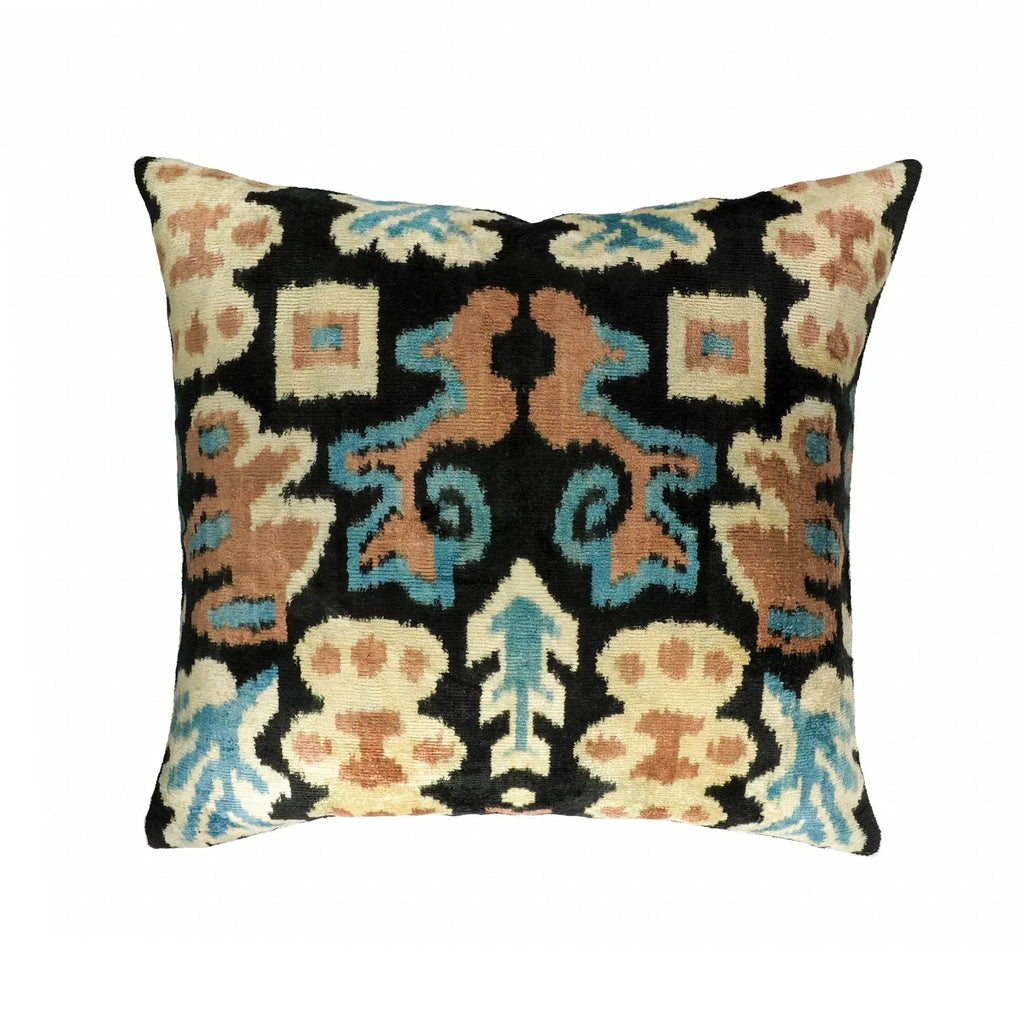 Eden Silk Velvet Ikat Throw Pillow Cover X 20, front view - House Of Avana