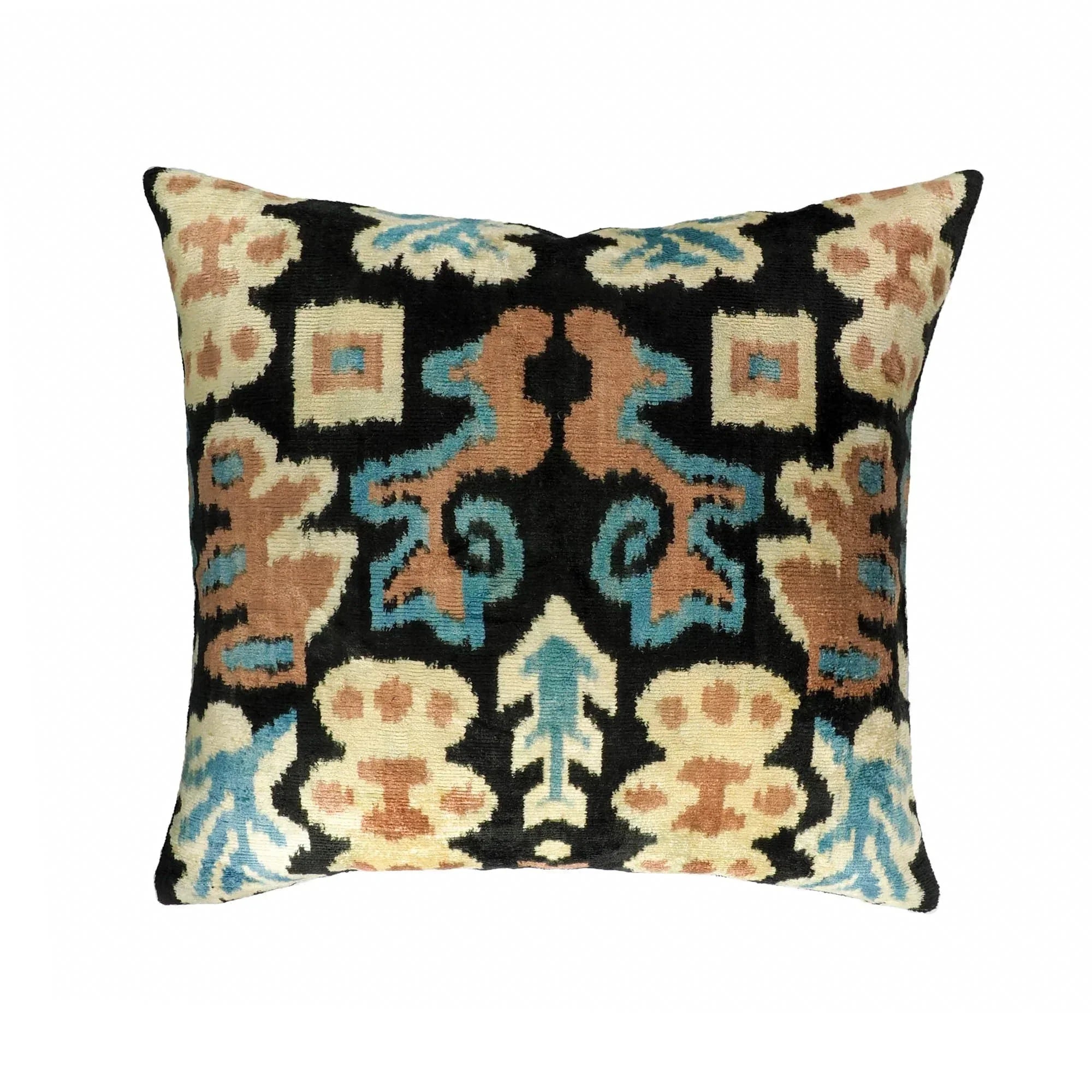 Eden Silk Velvet Ikat Throw Pillow Cover X 20, front view - House Of Avana