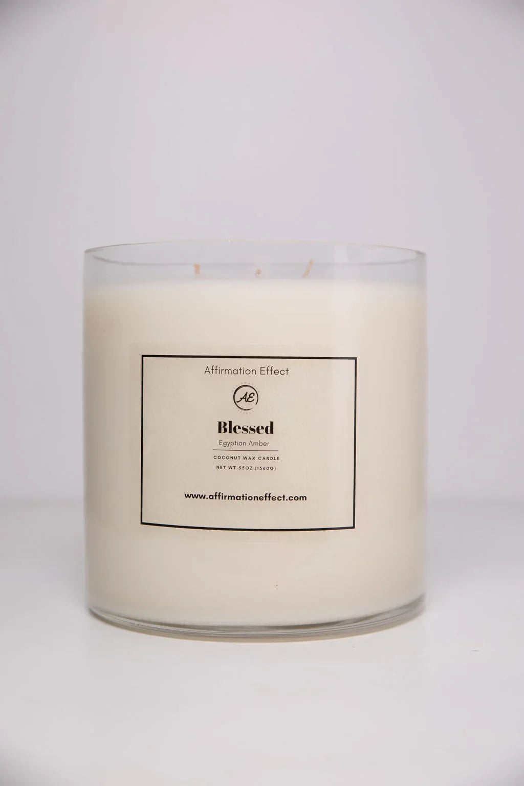 Egyptian Amber "blessed" Affirmation Candle - 17.5 Oz, side view - House Of Avana