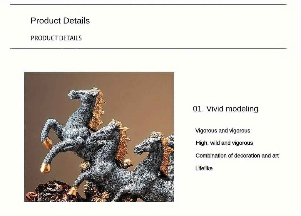 Resin Horse Sculpture - Eight Horse Alphabet Animal Figurine for Indoor Outdoor Decor, product packaging - House Of Avana