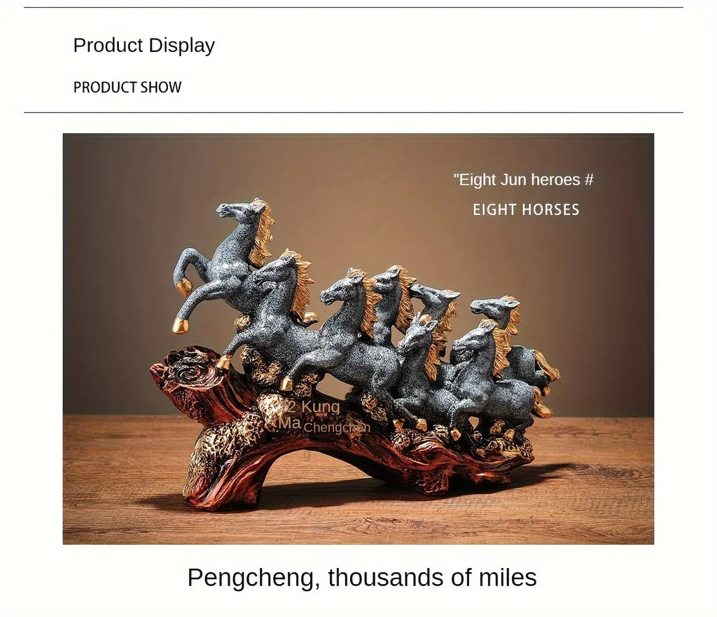 Resin Horse Sculpture - Eight Horse Alphabet Animal Figurine for Indoor Outdoor Decor, alternate view - House Of Avana