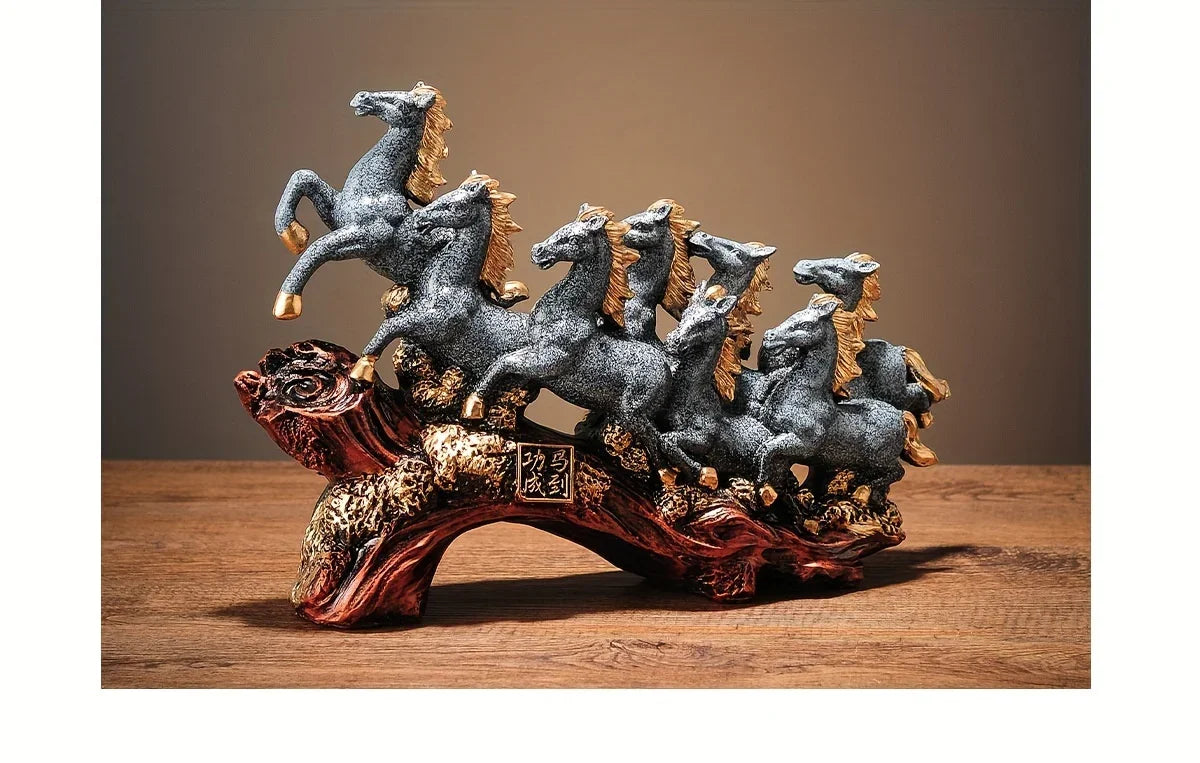 Resin Horse Sculpture - Eight Horse Alphabet Animal Figurine for Indoor Outdoor Decor, alternate view - House Of Avana [[SKU:HOA-SCU-078]]