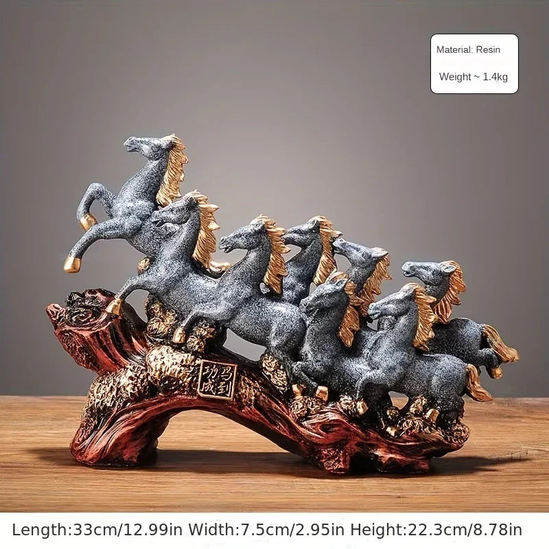 Resin Horse Sculpture - Eight Horse Alphabet Animal Figurine for Indoor Outdoor Decor, alternate view - House Of Avana