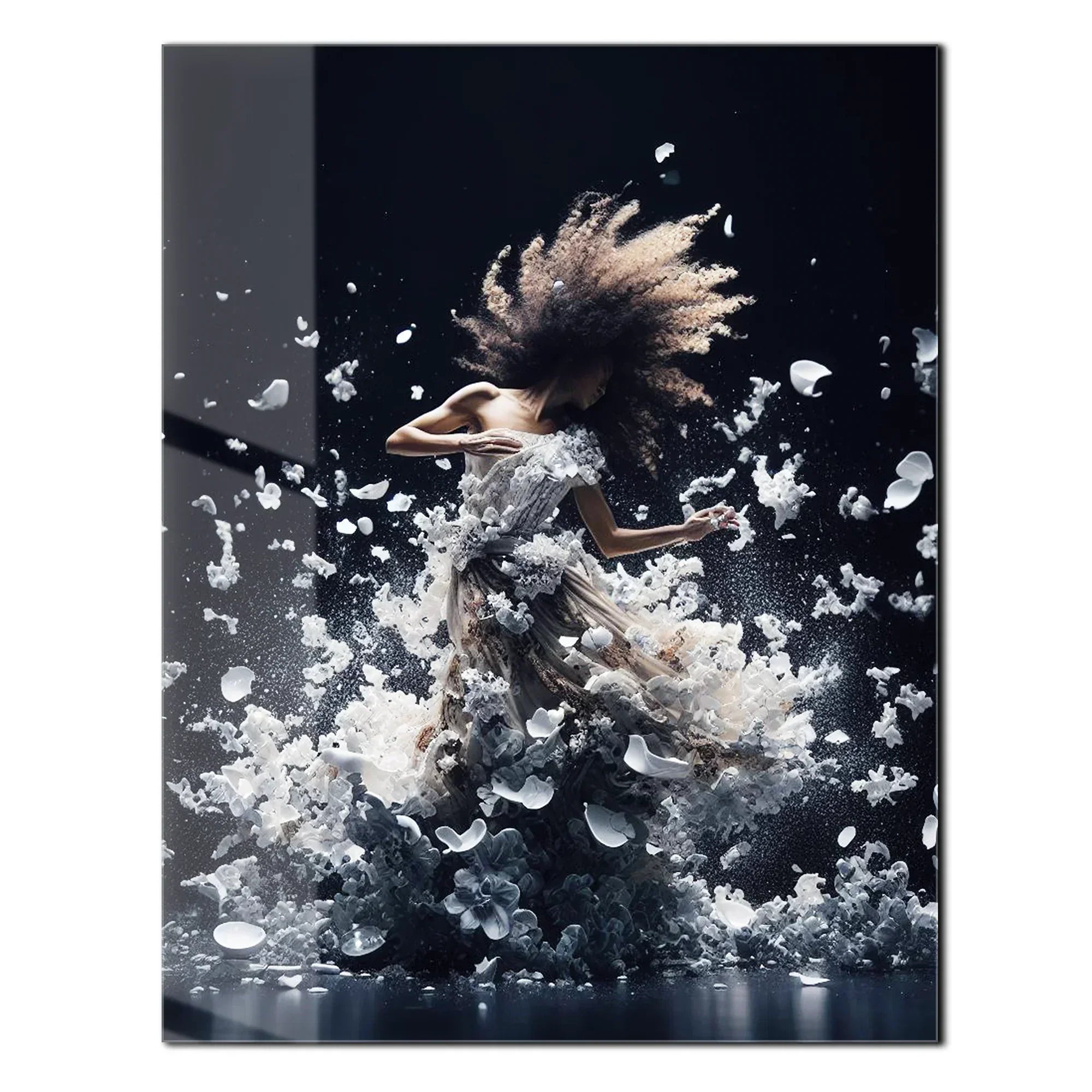 Elegant Floral Dance Explosion – UV Printed Glass Wall Art - KAFCD103 Peony Atelier