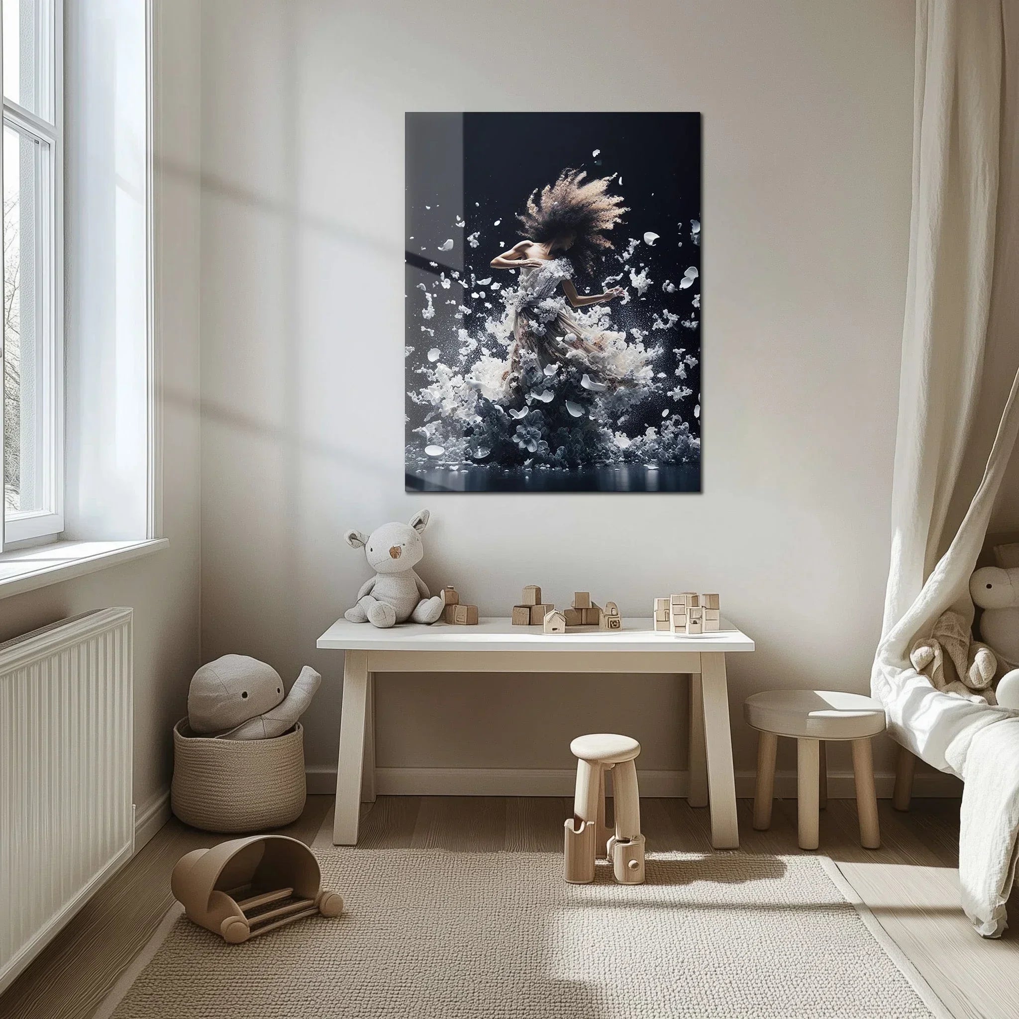 Elegant Floral Dance Explosion – UV Printed Glass Wall Art - KAFCD103 Peony Atelier