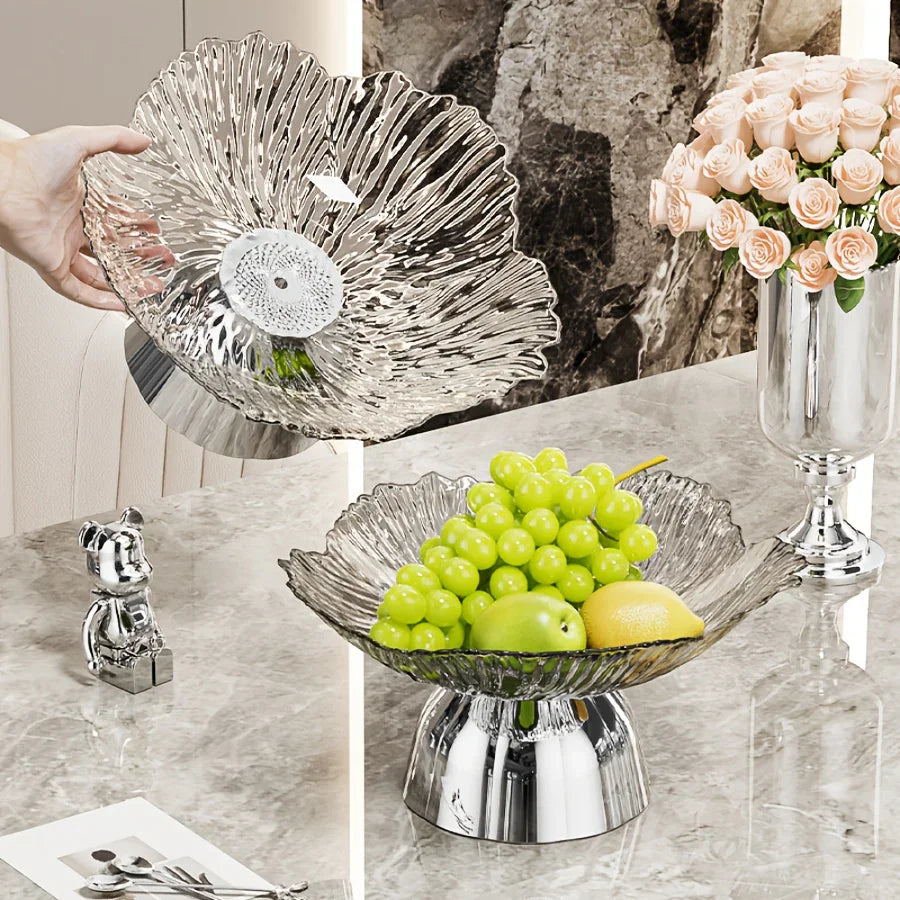 Elegant Multi-layer Fruit and Snack Plate, Oval Plastic Candy Server with Intricate Leaf Design, Festive... - House Of Avana