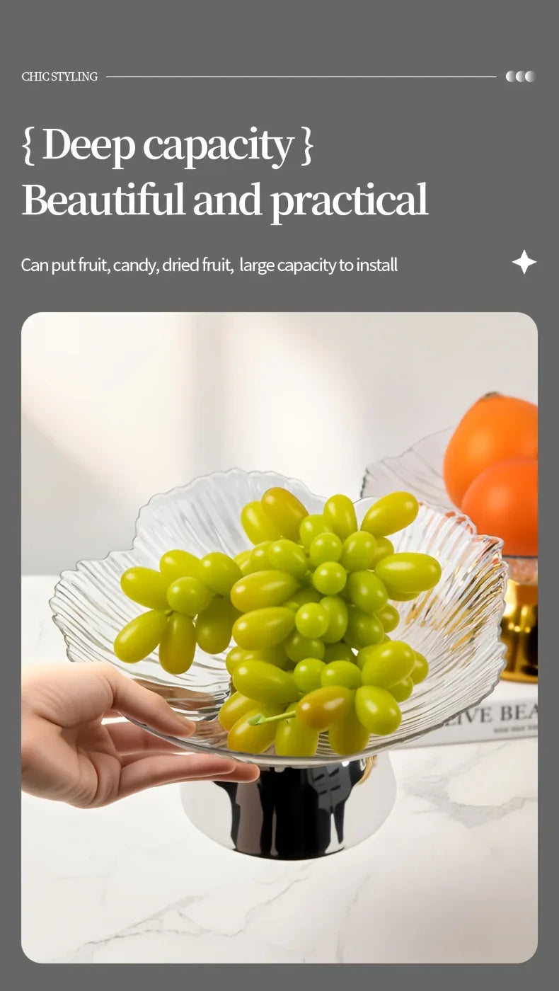 Elegant Multi-layer Fruit and Snack Plate, Oval Plastic Candy Server with Intricate Leaf Design, Festive... - House Of Avana