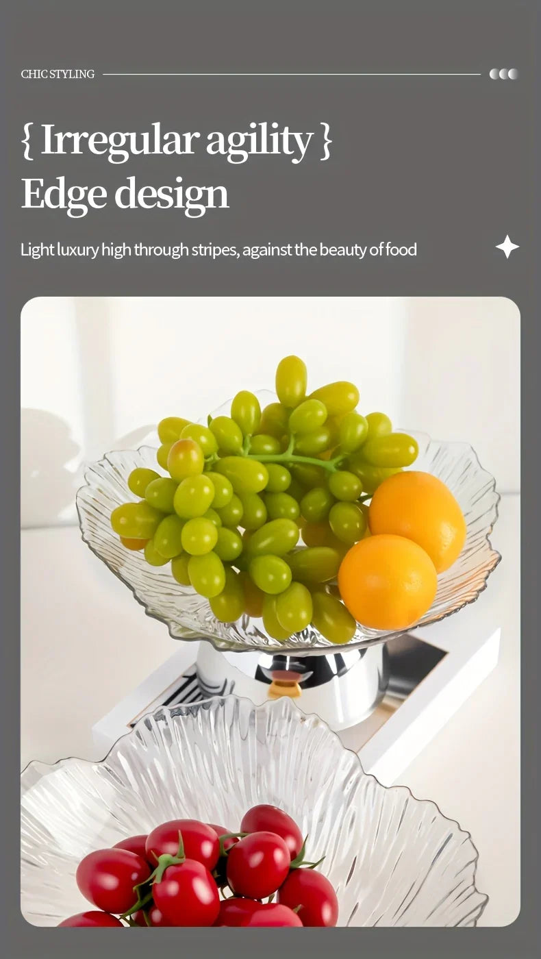 Elegant Multi-layer Fruit and Snack Plate, Oval Plastic Candy Server with Intricate Leaf Design, Festive... - House Of Avana