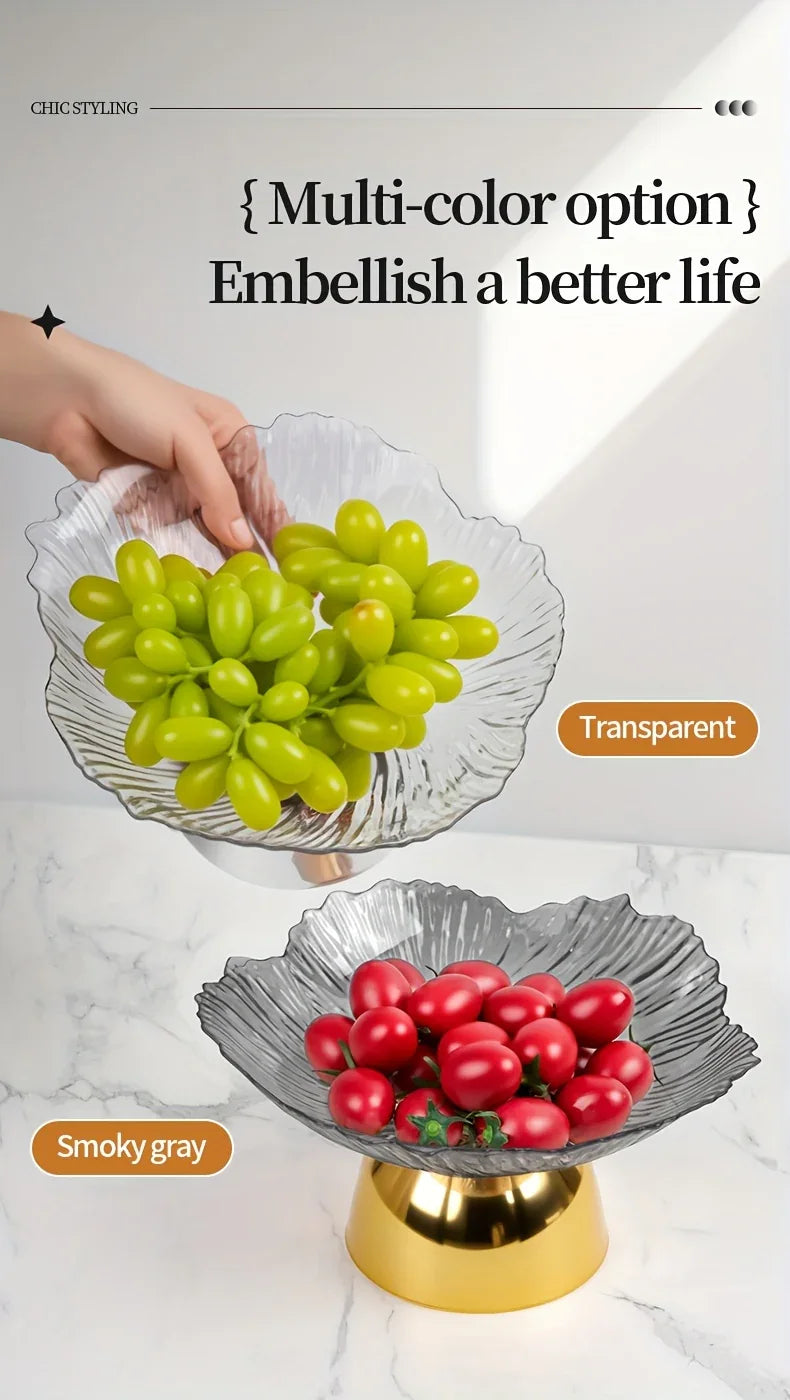 Elegant Multi-layer Fruit and Snack Plate, Oval Plastic Candy Server with Intricate Leaf Design, Festive... - House Of Avana