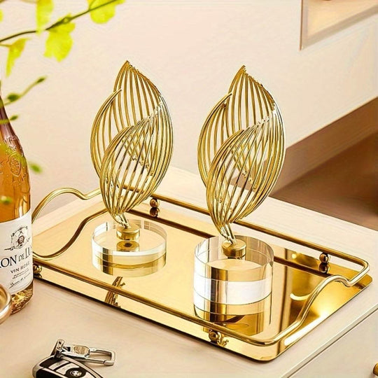 Abstract Golden Twisted Tabletop Sculpture - House Of Avana