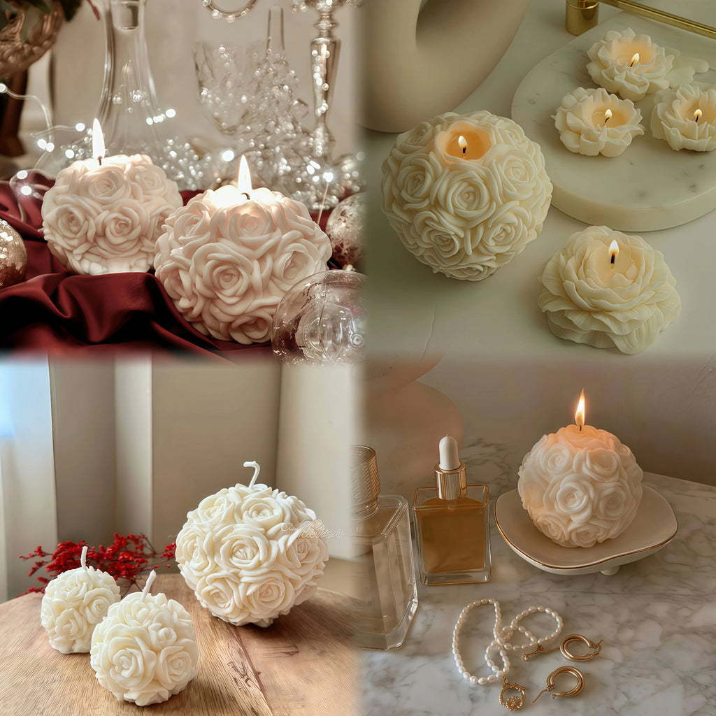 1pc White Soy Wax Rose Flower Candle - Long-Lasting 20H Scented Wax, Vintage Home Decor for Christmas & Mother'S Day Gifts, Elegant Holiday Party Accessory (5x6cm), Candle Decor, Best for Christmas House Of Avana