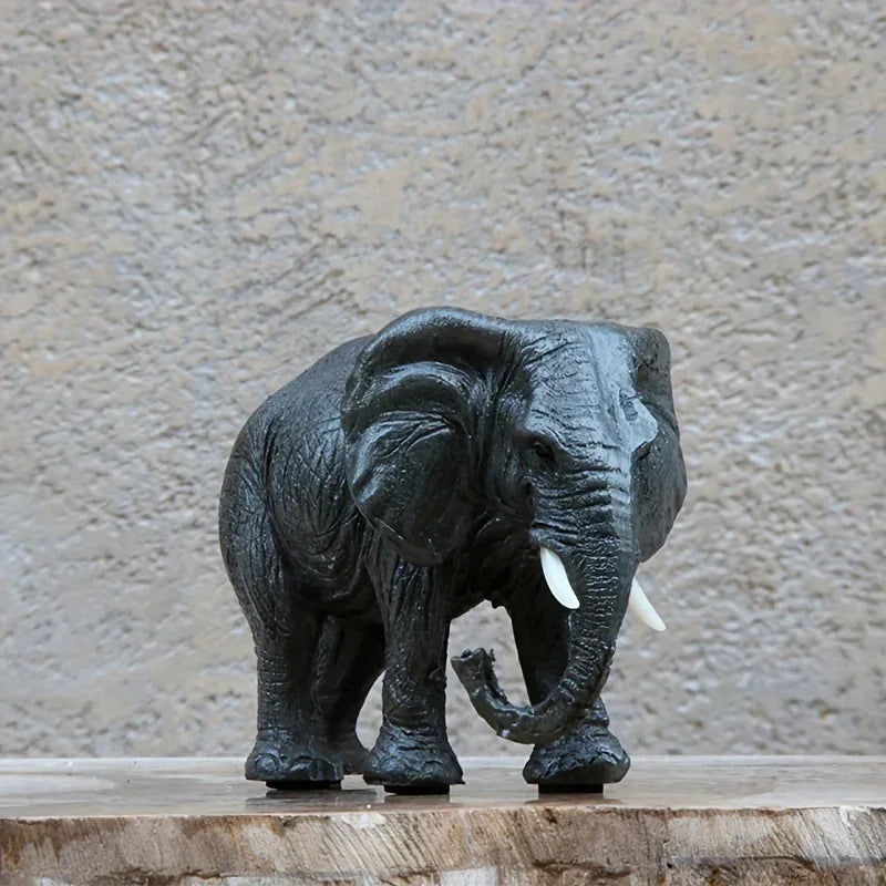 Lifelike Elephant Figurine Sculpture - Exquisite Resin Wild Animal Decor for Living Room, Desktop & Wine Cabinet Display with Realistic Details and Vibrant Colors - House Of Avana