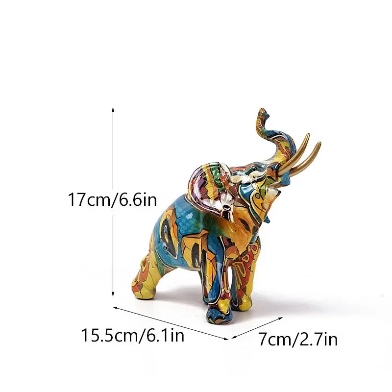 Vilead Graffiti Elephant Sculpture Resin Animal Statue Modern Pop Street Art Figurines Home Living Room Decoration Interior - House Of Avana