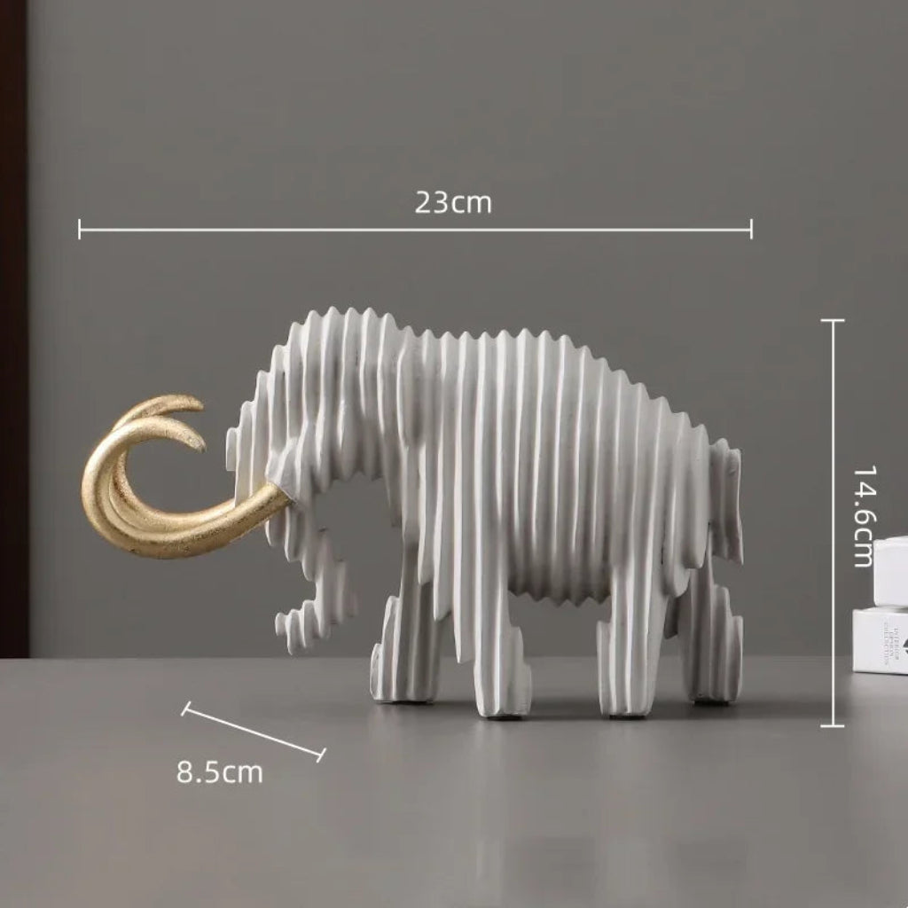 Elephant Figurine - Abstract Striped Decor | Animal Sculpture | product view 17 | Nordic home decor | House of Avana