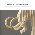 Elephant and Bull Sculpture Set Ribbed Design for Your Home