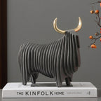 Elephant and Bull Sculpture Set Ribbed Design for Your Home