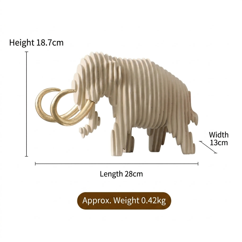 Elephant and Bull Sculpture Set Ribbed Design for Your Home