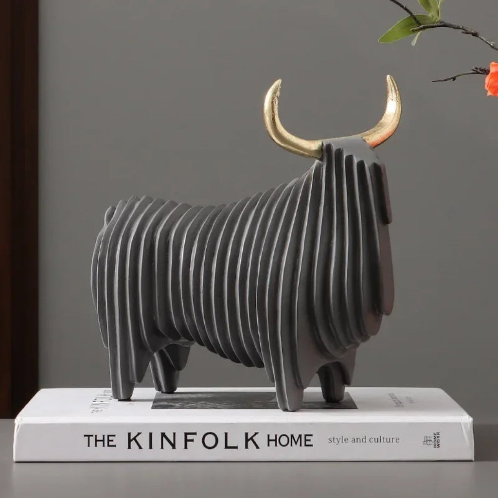 Elephant Figurine - Abstract Striped Decor | Animal Sculpture | detail view | Nordic home decor | House of Avana