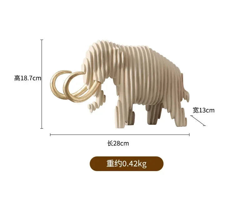 Elephant Figurine - Abstract Striped Decor | Animal Sculpture | base detail | Nordic home decor | House of Avana