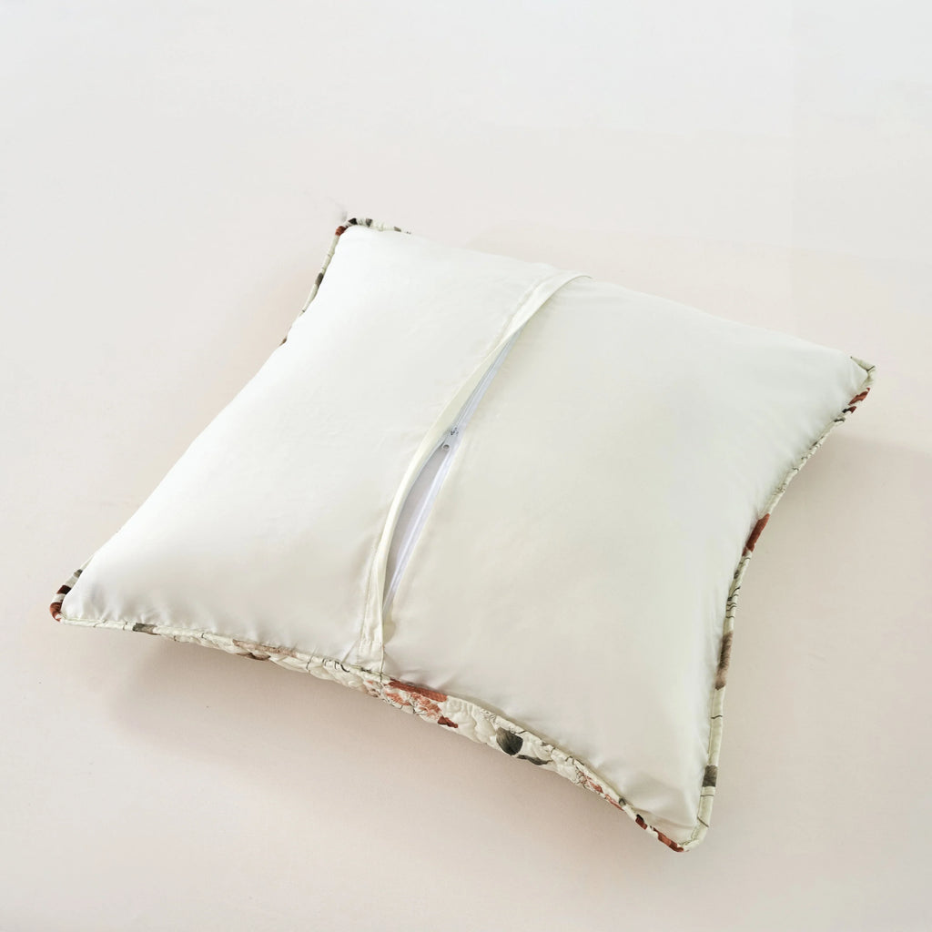 Enchanted Meadow Throw Pillow Euro Cover - Zippered Floral Design in Beige, Rose, and Soft Green, Premium Soft Microfiber, Euro Sham in 26x26 Inches (26" x 26" 1 Piece) DaDalogy Bedding Collection