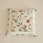Enchanted Meadow Throw Pillow Euro Cover - Zippered Floral Design in Beige, Rose, and Soft Green, Premium Soft Microfiber, Euro Sham in 26x26 Inches (26" x 26" 1 Piece) DaDalogy Bedding Collection