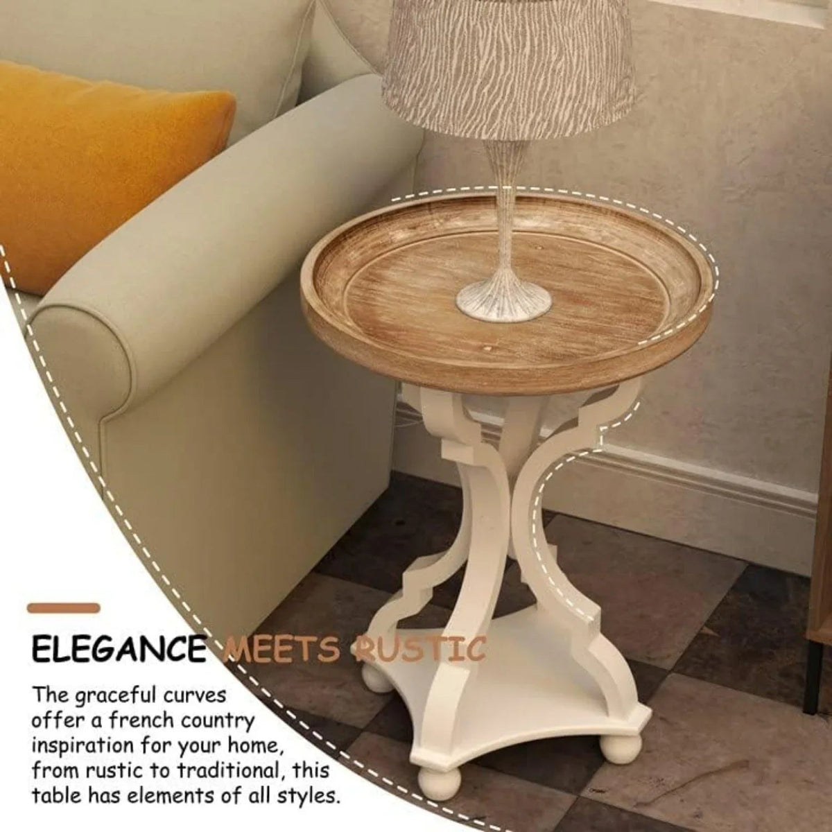 Farmhouse Cottagecore Accent End Table, Natural Tray Top Side Table Nightstand for Family, Dinning or... - House Of Avana [[SKU:HOA-END-011]]
