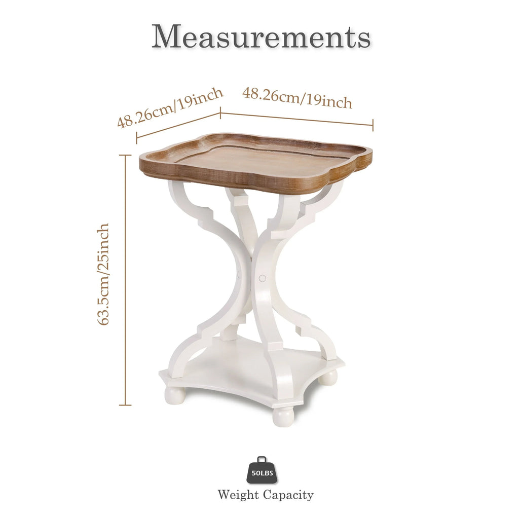 Rustic Farmhouse Cottagecore Accent End Table, Natural Tray Top Side Table House Of Avana