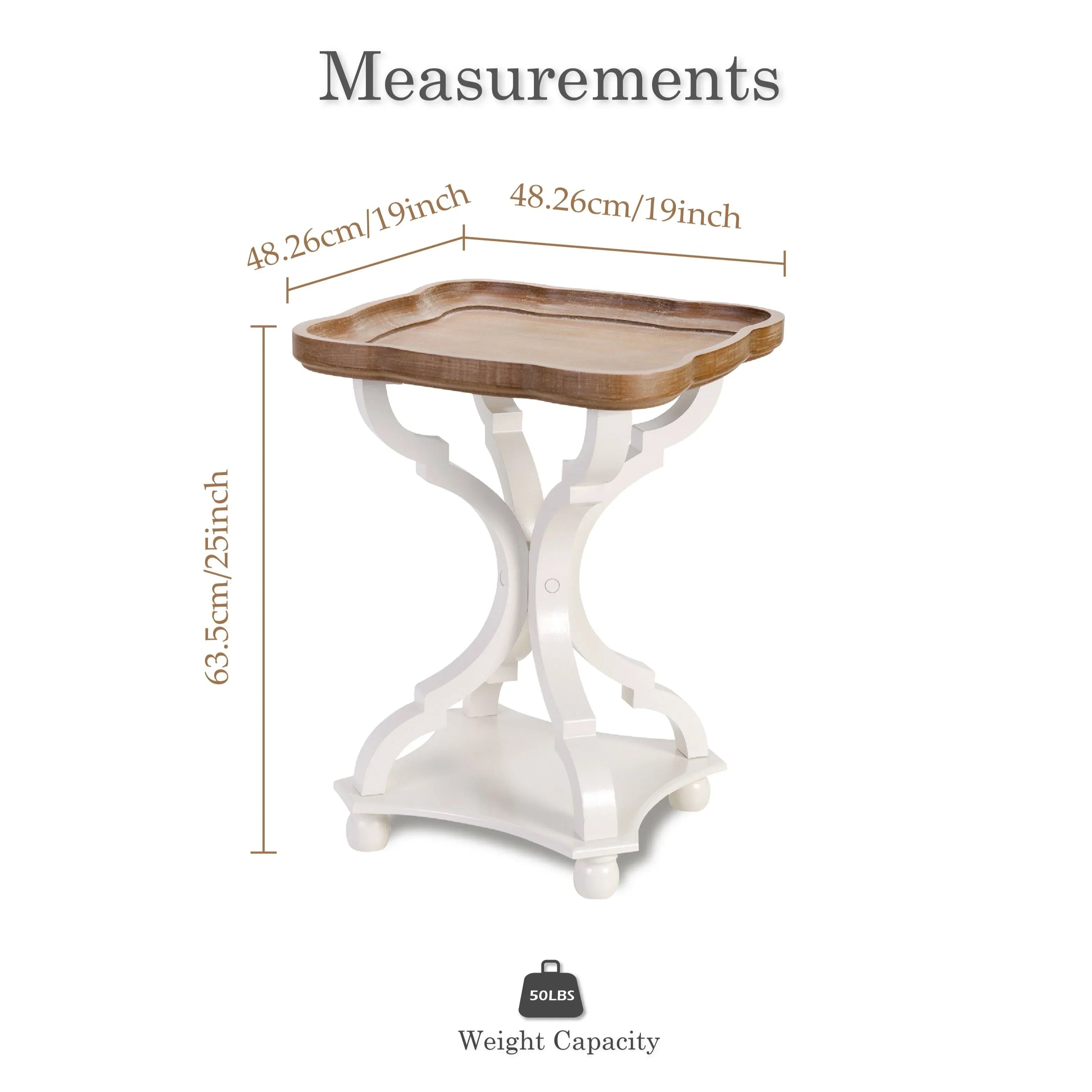 Rustic Farmhouse Cottagecore Accent End Table, Natural Tray Top Side Table House Of Avana