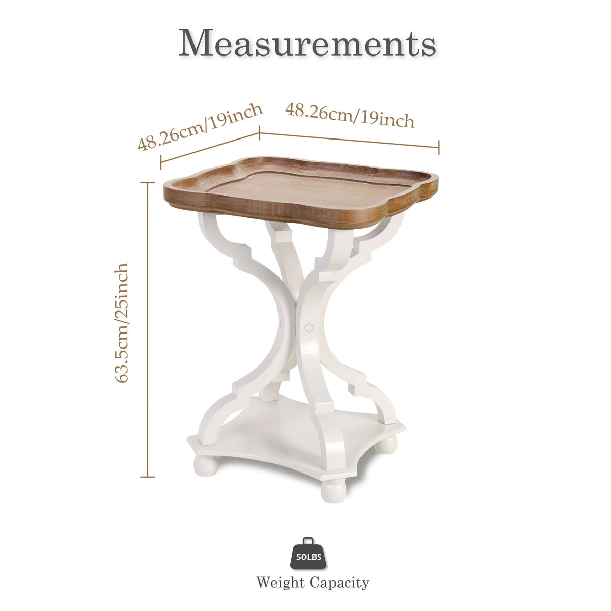 Rustic Farmhouse Cottagecore Accent End Table, Natural Tray Top Side Table House Of Avana [[SKU:HOA-END-401]]