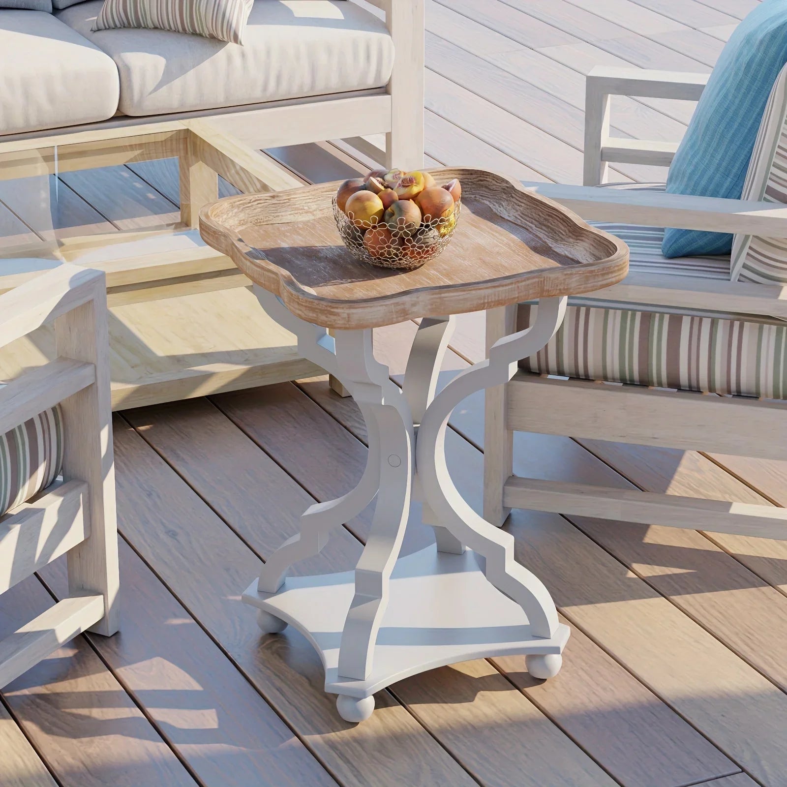 Rustic Farmhouse Cottagecore Accent End Table, Natural Tray Top Side Table House Of Avana