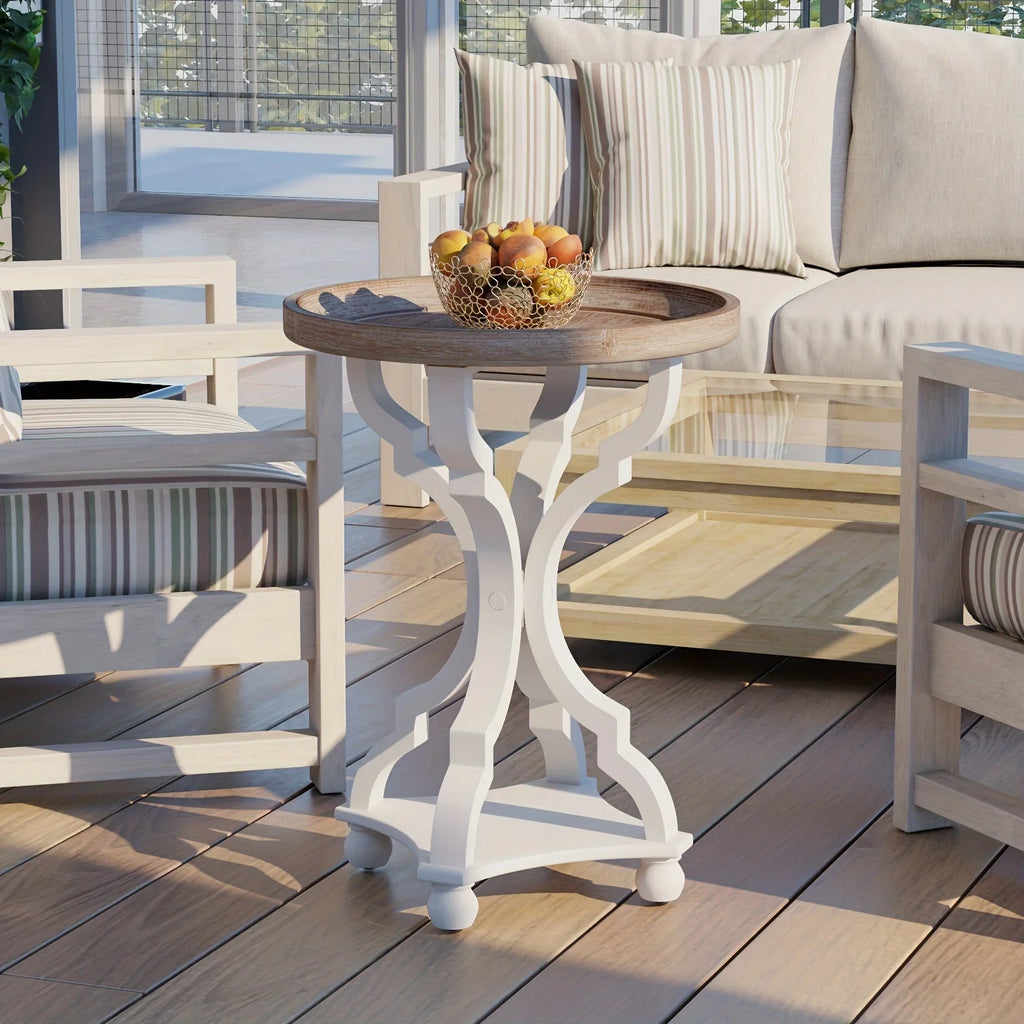 Rustic Farmhouse Cottagecore Accent End Table, Natural Tray Top Side Table House Of Avana