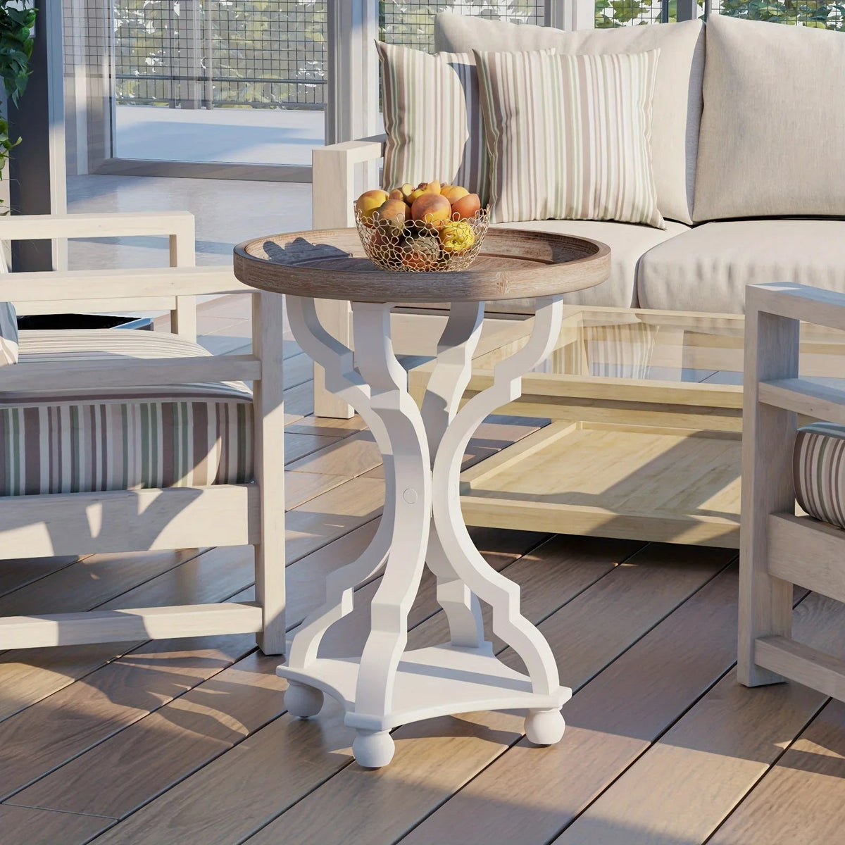 Rustic Farmhouse Cottagecore Accent End Table, Natural Tray Top Side Table House Of Avana [[SKU:HOA-END-401]]
