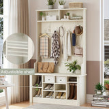 4-in-1 White Entryway Hall Tree with Bench & Storage - House of Avana