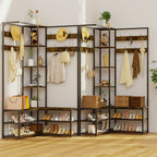 178.5cm H Coat Rack Shoe Bench: Industrial Corner Coat Stand with Shoe Rack Storage Bench for Entryway, Coat Rack Stand with 10 Hooks for Living Room, Bedroom, Rustic Brown House Of Avana