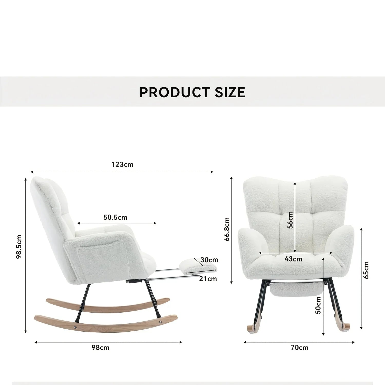 Ergonomic Teddy Fabric Rocking Chair with Footstool - Hardwood Frame Glider Chair with Plush Cushioning,... - House Of Avana