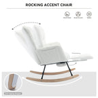 Ergonomic Teddy Fabric Rocking Chair with Footstool - Hardwood Frame Glider Chair with Plush Cushioning,... - House Of Avana