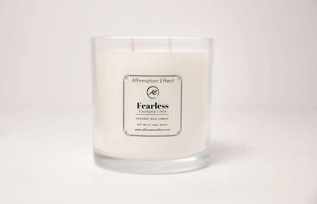Eucalyptus Mint "fearless" Affirmation Candle - 17.5 Oz, front view - House Of Avana