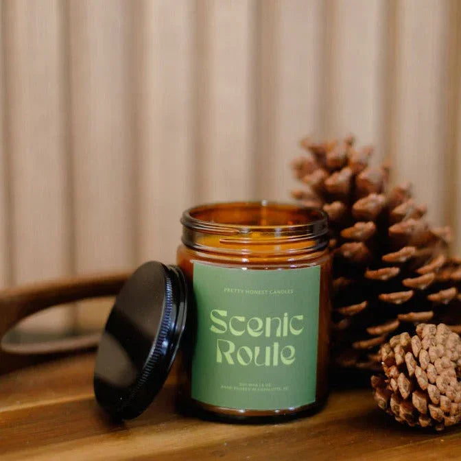 Eucalyptus and Pine Candle: Scenic Route Candle Pretty Honest Candles