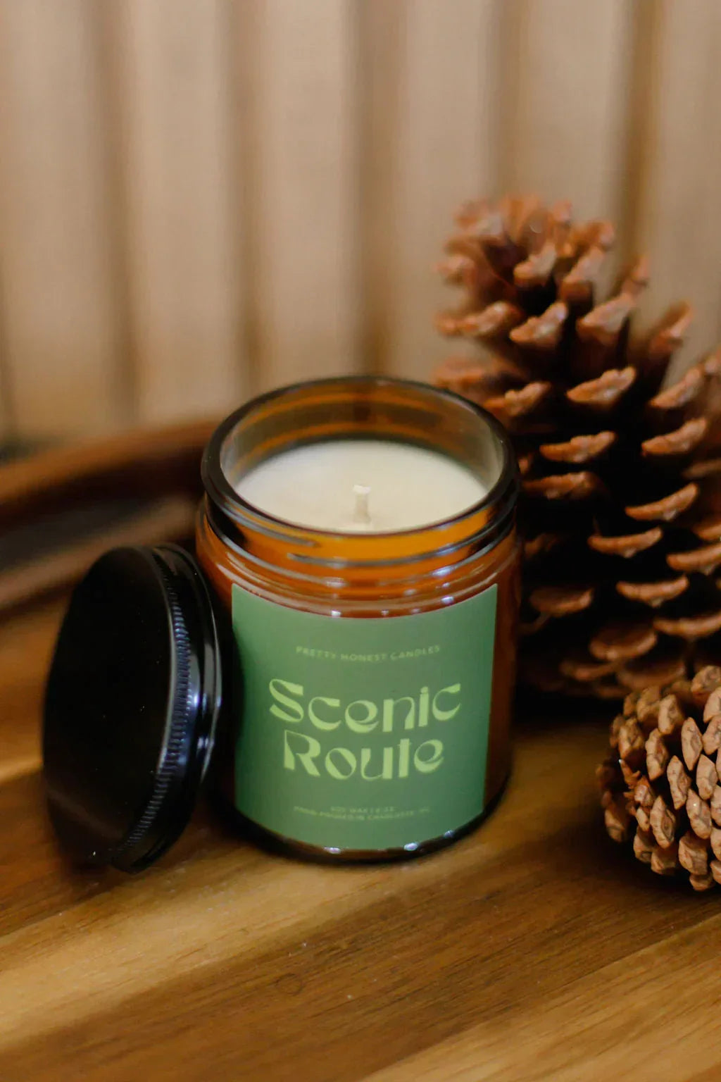 Eucalyptus and Pine Candle: Scenic Route Candle Pretty Honest Candles