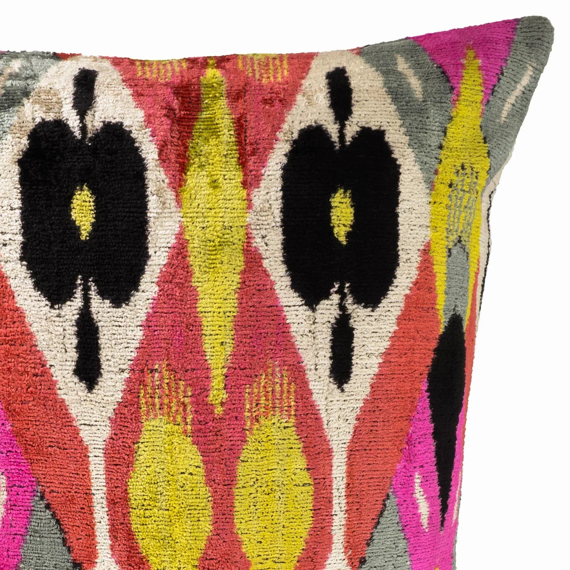 Euphora Silk Velvet Ikat Pillow Cover X 20, side view - House Of Avana