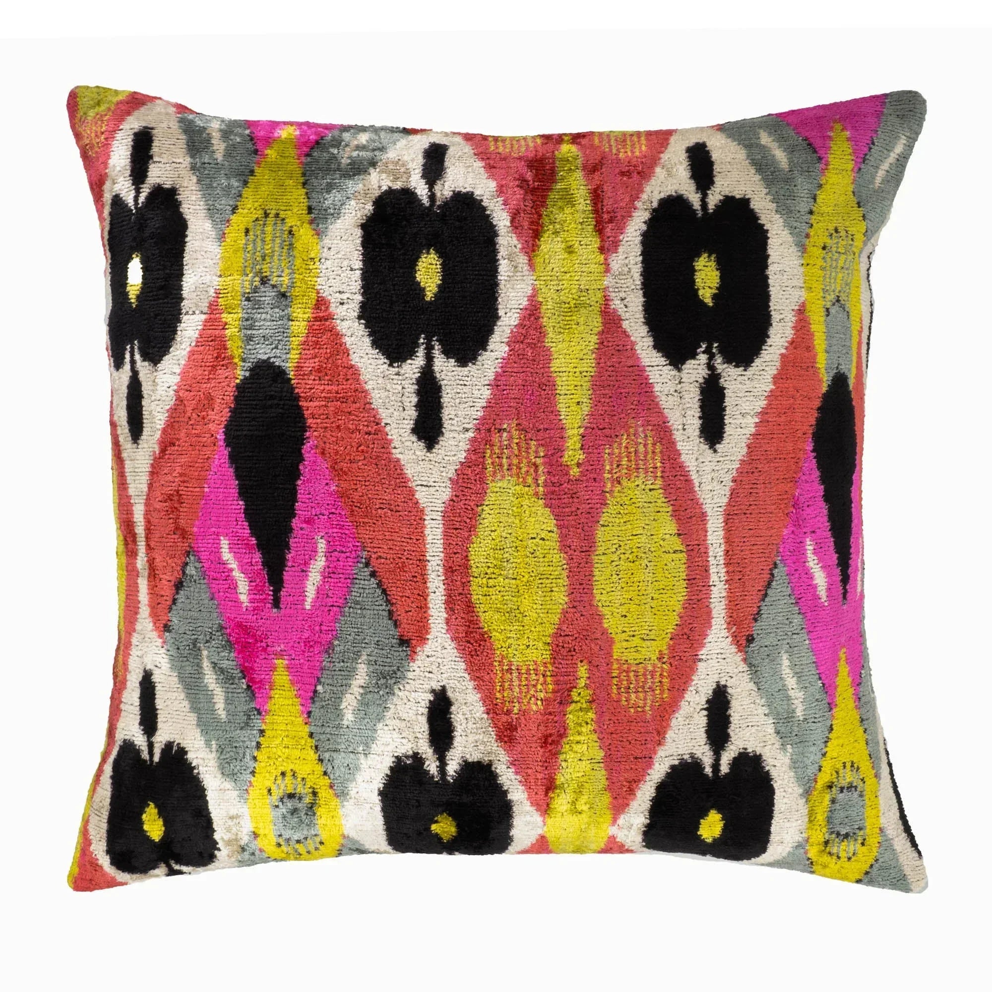 Euphora Silk Velvet Ikat Pillow Cover X 20, front view - House Of Avana