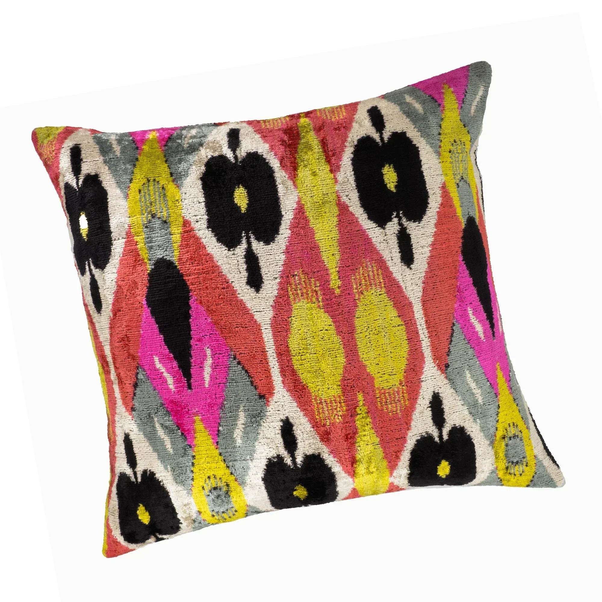 Euphora Silk Velvet Ikat Pillow Cover 24 X 24 Chouchou Touch