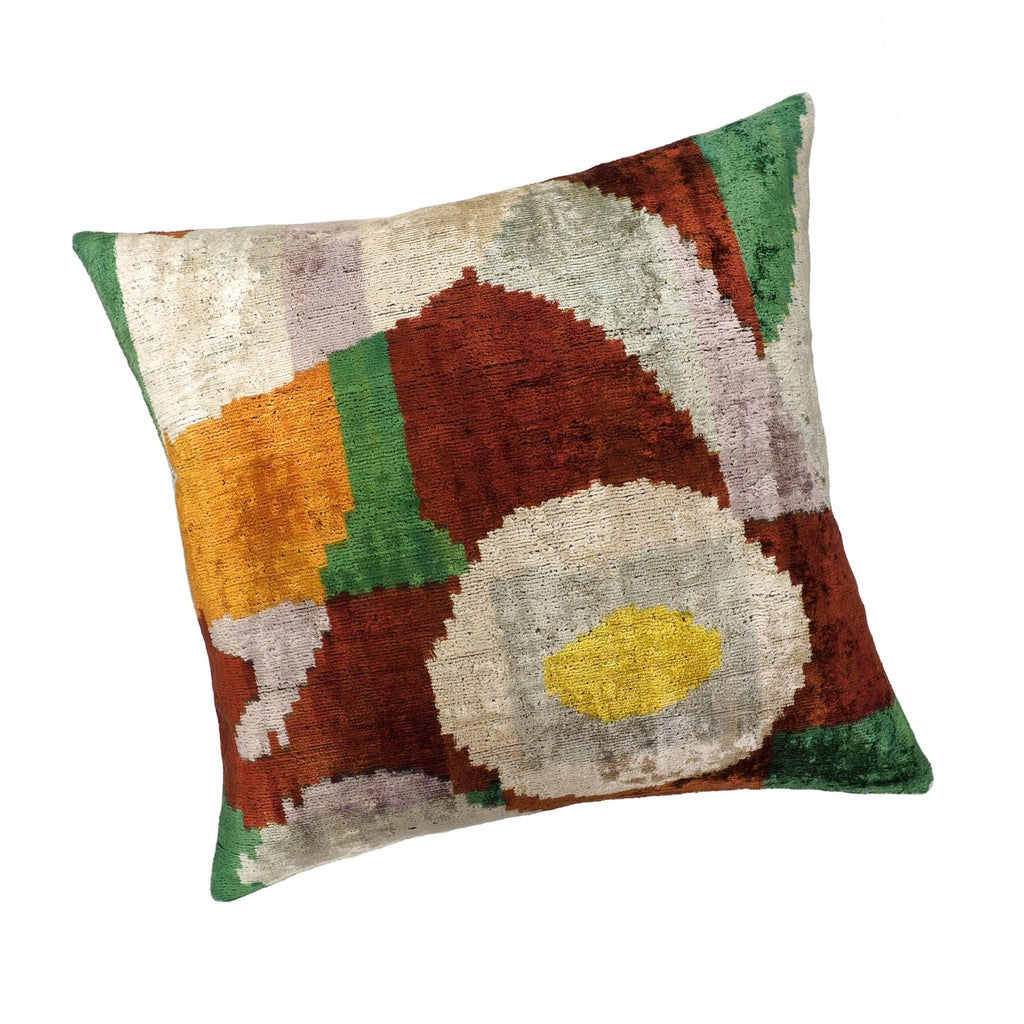Everglades Silk Velvet Ikat Throw Pillow Cover X 20, back view - House Of Avana