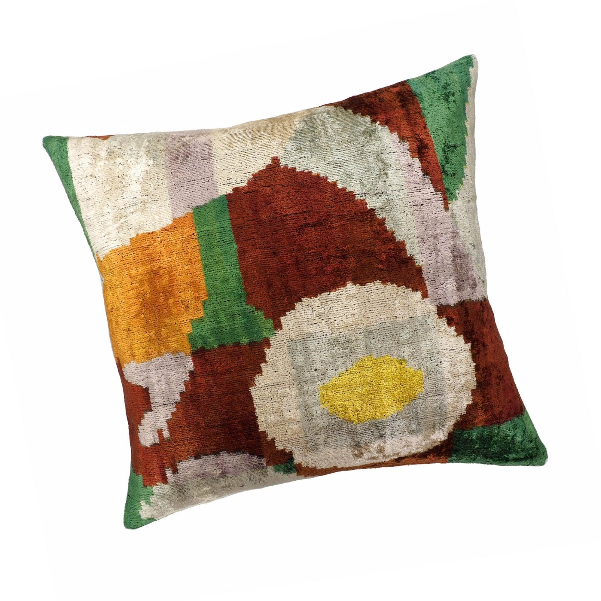 Everglades Silk Velvet Ikat Throw Pillow Cover X 20, back view - House Of Avana
